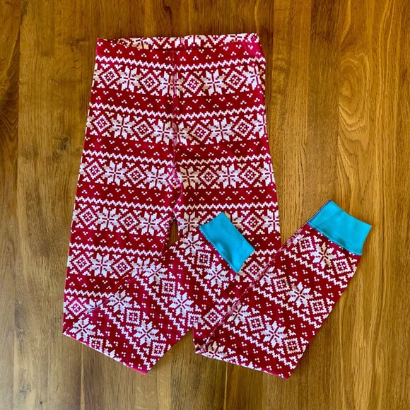 HANNA ANDERSSON Fair Isle Pajamas Kids 10 140 Red Cotton Long John Christmas Pjs - Picture 4 of 8